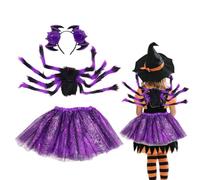 Generico Set Costume Abito Spaventoso Da Travestimento Per Le Feste | Costume Halloween Con Gonna Tutù Per Bambina Per Feste In Casa Stregata Cosplay Eventi E Raduni Bambini E Studenti 2 Ai 15
