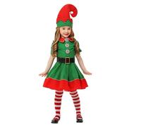 Generico Set Costume da Elfo Natale Costume Elfo Bambini Ragazze Adolescenti Cosplay 4PC Outfit Vestiti Festivo Costumes Christmas Abiti Festa Completo Natale Bambini Ragazza