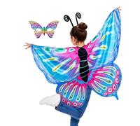 Generico Set Costume Da Farfalla Per Ragazze - Mantello Con Di Fata Da 126 Cm Con Fascia E Maschera | Abito Da Vestire Con Farfalla Colorata | Per Costumi Cosplay Per Bambini | Oggetti Di Scena P