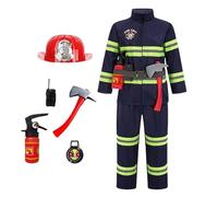 Generico Set Costume Da Pompiere Per Bambini - Abito Per Giochi Di Ruolo, Uniforme Di Emergenza Per Avventure | Kit Di Realistici Da Pompiere Con Estintore, Casco E Distintivo Per Feste Di Halloween