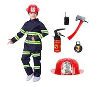 Generico Set Costume Da Pompiere Per Bambini - Abito Per Giochi Di Ruolo, Uniforme Di Emergenza Per Avventure | Kit Di Realistici Da Pompiere Con Estintore, Casco E Distintivo Per Feste Di Halloween