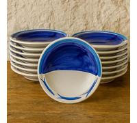 Generico Set da 12 Piatti Fondo in Ceramica Artigianale Ø 28 cm Stile Vietrese - Dipinto a Mano- Piatto da Portata, Servizio da Tavola -Vietri-Costiera Amalfitana-Caltagirone-Sicilia-0108251306