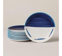 Generico Set da 12 Piatti Piano in Ceramica Artigianale Ø 32 cm Stile Vietrese - Dipinto a Mano- Piatto da Portata, Servizio da Tavola -Vietri-Costiera Amalfitana-Caltagirone-Sicilia-0108251104