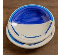 Generico Set da 2 Piatti Fondo in Ceramica Artigianale Ø 28 cm Stile Vietrese - Dipinto a Mano- Piatto da Portata, Servizio da Tavola -Vietri-Costiera Amalfitana-Caltagirone-Sicilia-0108251306