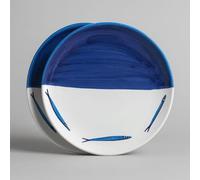 Generico Set da 2 Piatti Piano in Ceramica Artigianale Ø 32 cm Stile Vietrese - Dipinto a Mano- Piatto da Portata, Servizio da Tavola -Vietri-Costiera Amalfitana-Caltagirone-Sicilia-0108251104