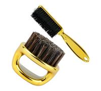 Generico Set da 2 Spazzole per Collo da Barbiere Placcatura Dorata, Setole Morbide e Impugnatura ad Anello Ergonomica la Pulizia dei Chioma la Cura della Barba Professionale