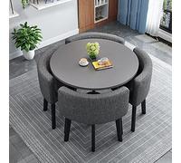 Generico Set da 4 Pezzi con Tavolo da Cucina Rotondo Moderno e sedie in Tessuto, salvaspazio, per Piccoli spazi, mobili per casa e Ufficio, Set Risparmio Reception