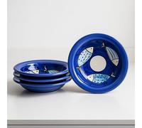 Generico Set da 4 Piatti Fondo in Ceramica Artigianale Ø 28 cm Stile Vietrese - Dipinto a Mano- Piatto da Portata, Servizio da Tavola -Vietri-Costiera Amalfitana-Caltagirone-Sicilia-0108251301