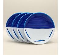 Generico Set da 4 Piatti Piano in Ceramica Artigianale Ø 32 cm Stile Vietrese - Dipinto a Mano- Piatto da Portata, Servizio da Tavola -Vietri-Costiera Amalfitana-Caltagirone-Sicilia-0108251104