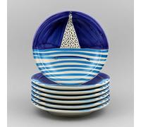 Generico Set da 6 Piatti Fondo in Ceramica Artigianale Ø 28 cm Stile Vietrese - Dipinto a Mano- Piatto da Portata, Servizio da Tavola -Vietri-Costiera Amalfitana-Caltagirone-Sicilia-0108251304