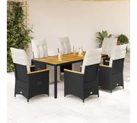 Generico Set da Bistr¨° da Giardino 7 pz con Cuscini Nero in Polyrattan,Nero,86.6kg,3276963