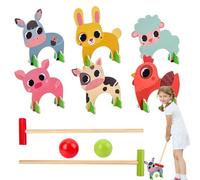 Generico Set da Croquet per Animali in Legno di Cartone Animato - Set da Croquet Golf, Gioco di Gateball | Classico Giocattolo Sportivo in Legno, Gioco All'aperto, Divertente attività Educativa in G