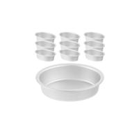 Generico Set Da Forno Ovale Mini In Acciaio Inossidabile Antiaderente Da 10 Pezzi, Teglia For Cheesecake E Flan, Stampo For Budino, Uova E Torta