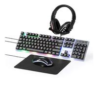 Generico Set da Gamer Retroilluminato LED con Cavo USB Tastiera Mouse Ottico Cuffie Jack