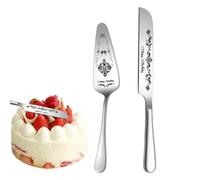 Generico Set da portata per torta, pala per torta in acciaio inossidabile,Tagliatorta inciso vintage in acciaio inossidabile - Tagliatorta e per splendidamente incisi, elegante ricordo per gli sposi