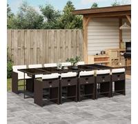 Generico Set da Pranzo da Giardino 11 pz con Cuscini Polyrattan Marrone,Marrone,116.5kg,3211113