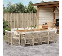 Generico Set da Pranzo da Giardino 13 pz con Cuscini Beige in Polyrattan,Beige,123.86kg,3210868
