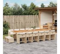 Generico Set da Pranzo da Giardino 17 pz con Cuscini Beige in Polyrattan,Beige,144.2kg,3277959