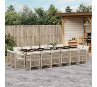 Generico Set da Pranzo da Giardino 17 pz con Cuscini Beige in Polyrattan,Beige,173.86kg,3210886