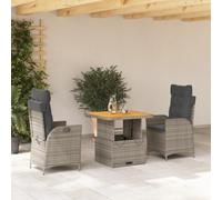 Generico Set da Pranzo da Giardino 3 pz con Cuscini in Polyrattan Grigio,Grigio,33.8kg,3277457