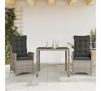 Generico Set da Pranzo da Giardino 3 pz con Cuscini in Polyrattan Grigio,Grigio,37kg,3213076