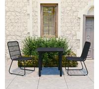 Generico Set da Pranzo da Giardino 3 pz in Polyrattan e Vetro,Nero,26.58kg,3060249