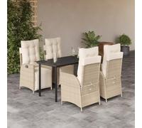Generico Set da Pranzo da Giardino 5 pz con Cuscini Beige in Polyrattan,Beige,64.8kg,3213443