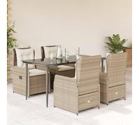 Generico Set da Pranzo da Giardino 5 pz con Cuscini Beige in Polyrattan,Beige,66.5kg,3262885