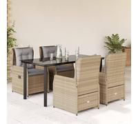 Generico Set da Pranzo da Giardino 5 pz con Cuscini Beige in Polyrattan,Beige,66.75kg,3262878