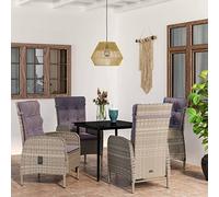 Generico Set da Pranzo da Giardino 5 pz con Cuscini Grigio e Nero,Grigio,66.6kg,3099372