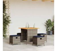 Generico Set da Pranzo da Giardino 5 pz con Cuscini in Polyrattan Grigio,Grigio,23.8kg,365424