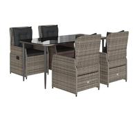 Generico Set da Pranzo da Giardino 5 pz con Cuscini in Polyrattan Grigio,Grigio,66.1kg,3262857