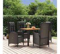 Generico Set da Pranzo da Giardino 5 pz Nero con Cuscini in Polyrattan,Nero,64.2kg,3185069