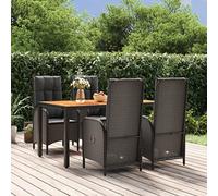 Generico Set da Pranzo da Giardino 5 pz Nero con Cuscini in Polyrattan,Nero,70kg,3185070