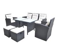 Genérico Set da Pranzo da Giardino 6 pz con Cuscini in Polyrattan Nero,Nero,66.8kg,42643