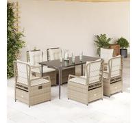 Generico Set da Pranzo da Giardino 7 pz con Cuscini Beige in Polyrattan,Beige,86.5kg,3263017