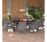 Generico Set da Pranzo da Giardino 7 pz con Cuscini in Polyrattan Grigio,Grigio,66.3kg,3094983