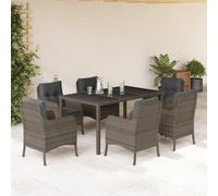 Generico Set da Pranzo da Giardino 7 pz con Cuscini in Polyrattan Grigio,Grigio,70.2kg,3211857