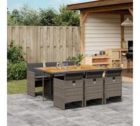 Generico Set da Pranzo da Giardino 7 pz con Cuscini in Polyrattan Grigio,Grigio,79.86kg,3210554