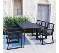 Generico Set da Pranzo da Giardino 7 pz in Rattan PVC Nero,Nero,70.57kg,3060217