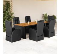 Generico Set da Pranzo da Giardino 7 pz Nero con Cuscini in Polyrattan,Nero,116.2kg,3277632