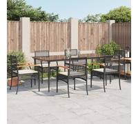 Generico Set da Pranzo da Giardino 7 pz Nero con Cuscini in Polyrattan,Nero,70.2kg,3213601