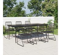 Generico Set da Pranzo da Giardino 7 pz Nero in Rattan PVC,Nero,66.4kg,3099219