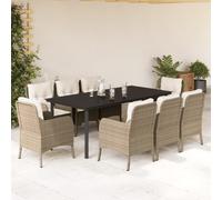 Generico Set da Pranzo da Giardino 9 pz con Cuscini Beige in Polyrattan,Beige,100kg,3211975