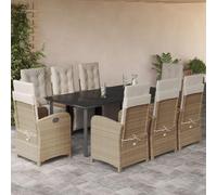 Generico Set da Pranzo da Giardino 9 pz con Cuscini Beige in Polyrattan,Beige,122kg,3212583