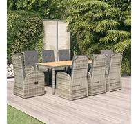 Generico Set da Pranzo da Giardino 9 pz con Cuscini in Polyrattan Grigio,Grigio,116.2kg,3157589