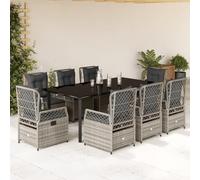 Generico Set da Pranzo da Giardino 9 pz con Cuscini in Polyrattan Grigio,Grigio,122.8kg,3262998