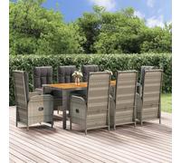 Generico Set da Pranzo da Giardino 9 pz con Cuscini in Polyrattan Grigio,Grigio,122.9kg,3185052