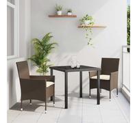 Generico Set da Pranzo per Giardino 3 PCS Marrone Poly Rattan,Marrone,29.4kg,3379779