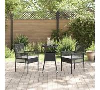 Generico Set da Pranzo per Giardino 3 PCS Nero Poly Rattan,Nero,19.18kg,3334941